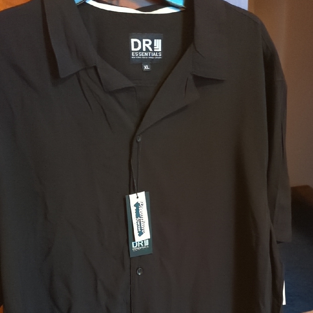 Essentials Classic Black Men's Button Down Shirt. Sale